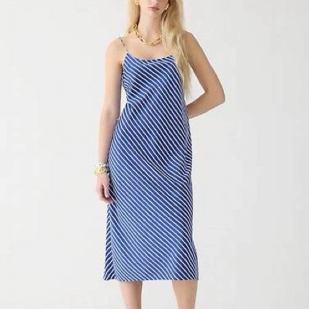 J.Crew Gwyneth Slip Dress in Stripe Luster Charmeuse – Size 6